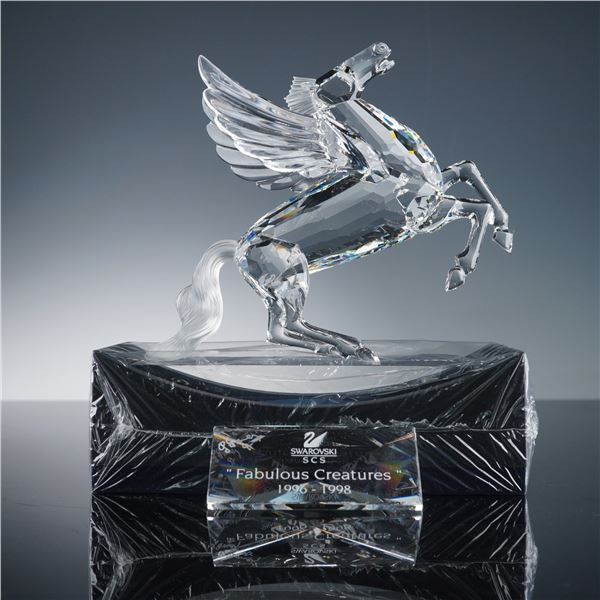 Swarovski 1998 Fabulous Creatures Crystal Figurine, Pegasus & Plaque