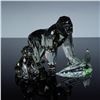 Image 1 : 3pc Swarovski Crystal Figurines and Plaque, Gorilla Mother and Cub