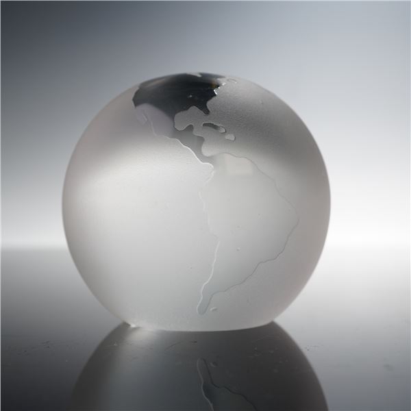 Frosted Crystal World Globe Paperweight
