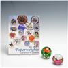 3pc Mayauel Ward and Art Glass Paperweights with Book