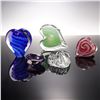 Image 1 : 5pc Collection of Art Glass Heart Paperweights