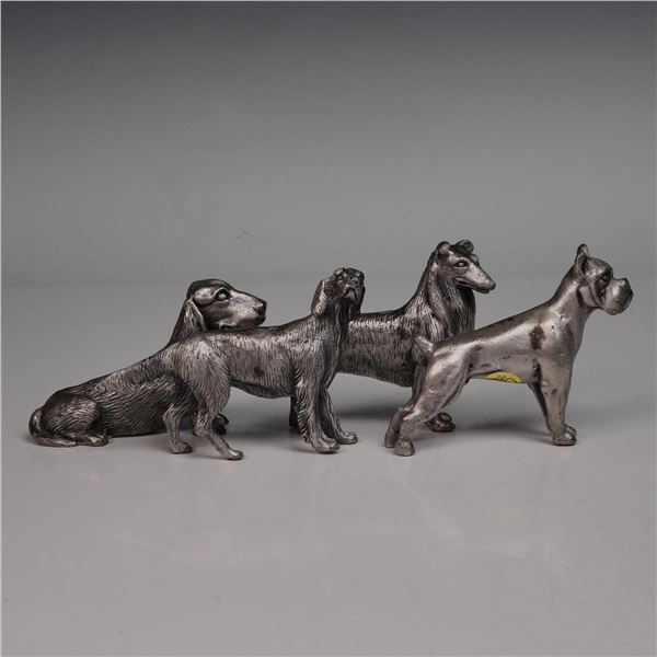 4pc Price Metal Dog Figurines - Collie, English Setter, Boxer & Bloodhound