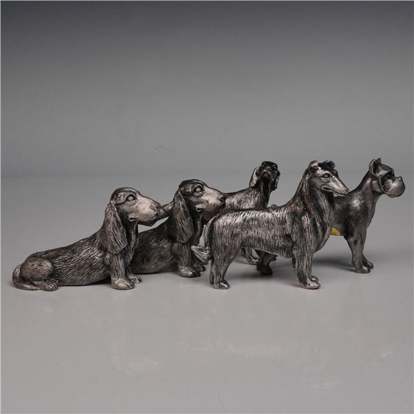 5pc Price Metal Dog Figurines - Collie, English Setter, Boxer & Bloodhounds