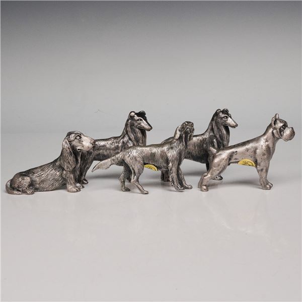 5pc Price Metal Dog Figurines - Collies, English Setter, Boxer & Bloodhound