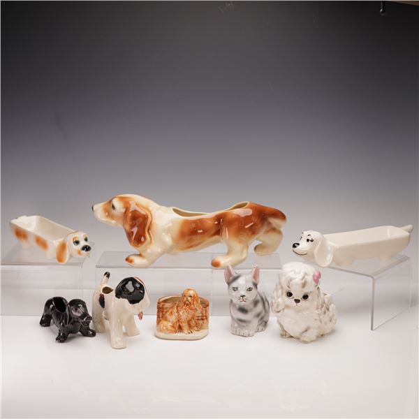 8pc Ceramic Dog Figurines and Planters