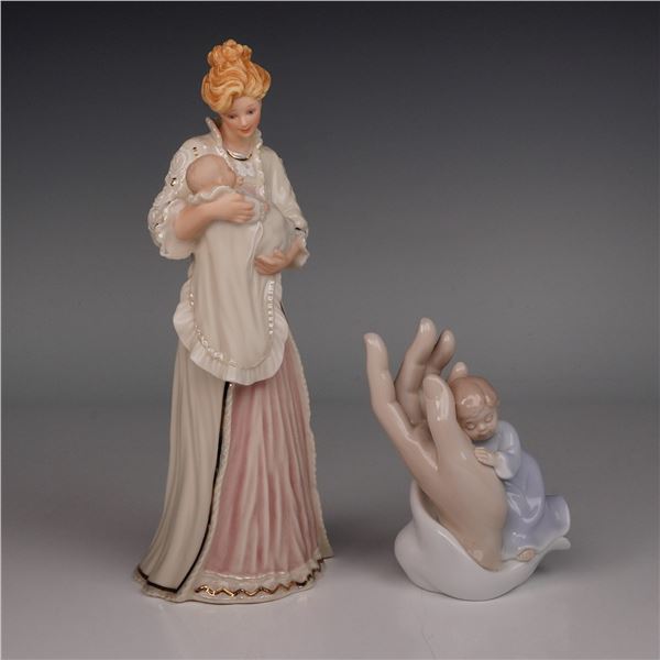 A Pair of Porcelain Figurines, including Lenox 'God's Gift' by Sandra Kuck