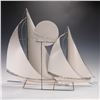 Image 2 : Curtis Jere Style Metal Wall Sculpture, Sailboats with Sun, Signed