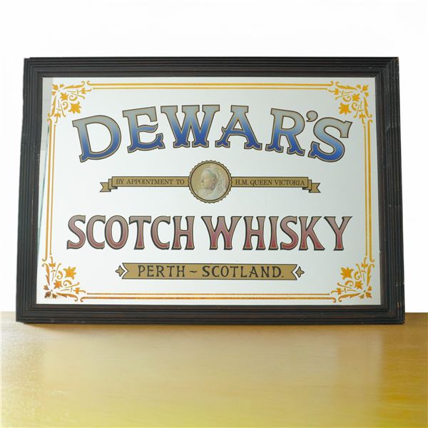 Dewars Scotch Whisky Reverse Glass Mirror Sign, Perth Scotland