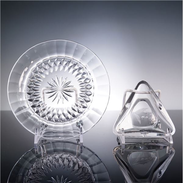 2pc Val St. Lambert Crystal Dish and Ashtray