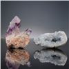 Image 1 : 2pc Mineral Specimens, Amethyst Crystal and Blue Celestite Geode