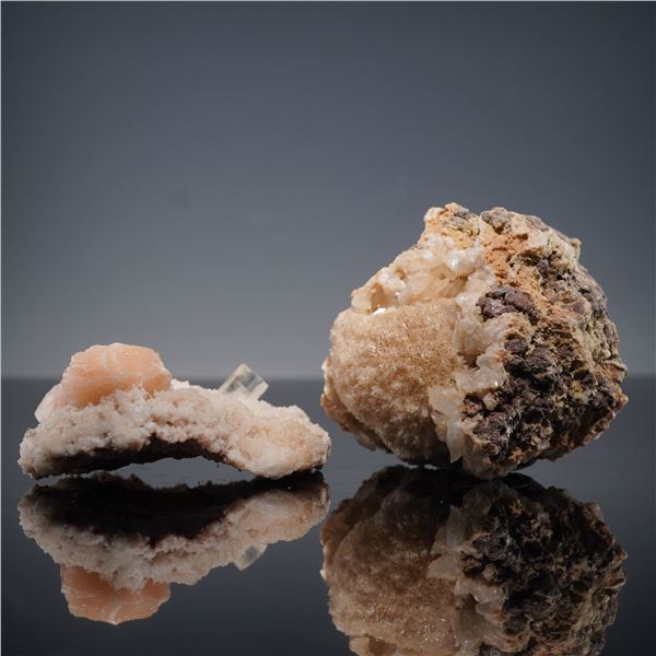 2pc Opal Stilbite and Hyalite Mineral Specimens