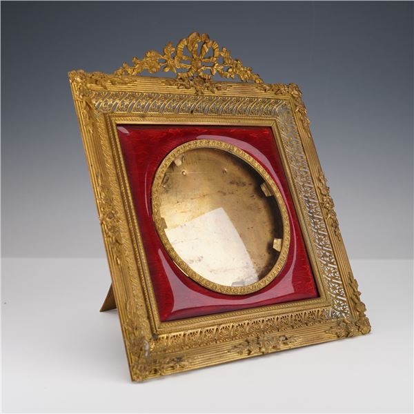 19th Century French Ormolu and Guilloche Enamel Picture Frame
