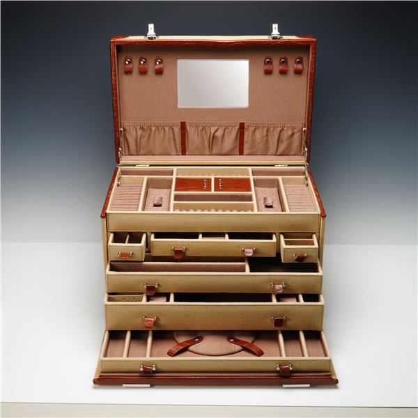 Wolf Designs Multi-Tiered Vintage Traveling Jewelry Box
