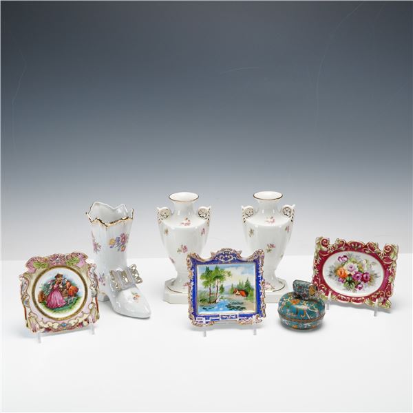 7pc Assorted Porcelain and Cloisonne Decorative Miniature Collectibles