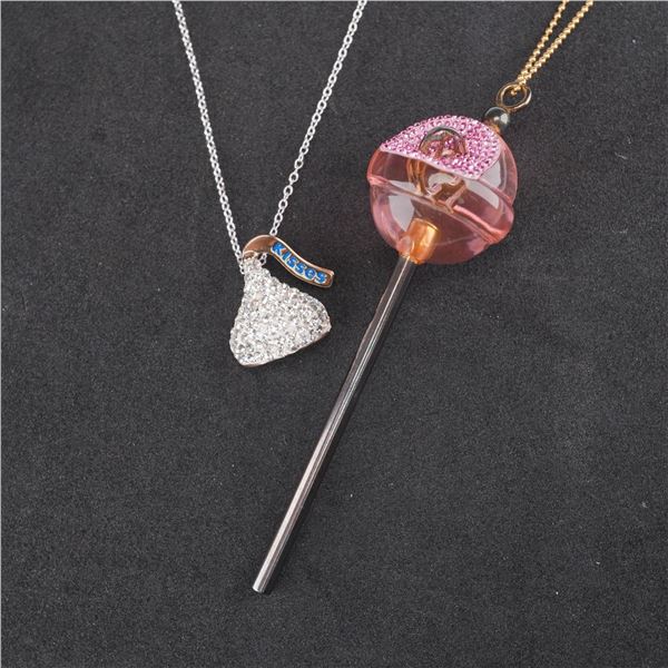 2pc Hershey's Kiss and Lollipop Pendant Necklaces
