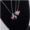 Image 1 : 2pc Sterling Silver Pink Heart Pendant Necklaces