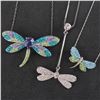 Image 1 : 3pc Sterling Silver and Swarovski Crystal Dragonfly Pendant Necklaces