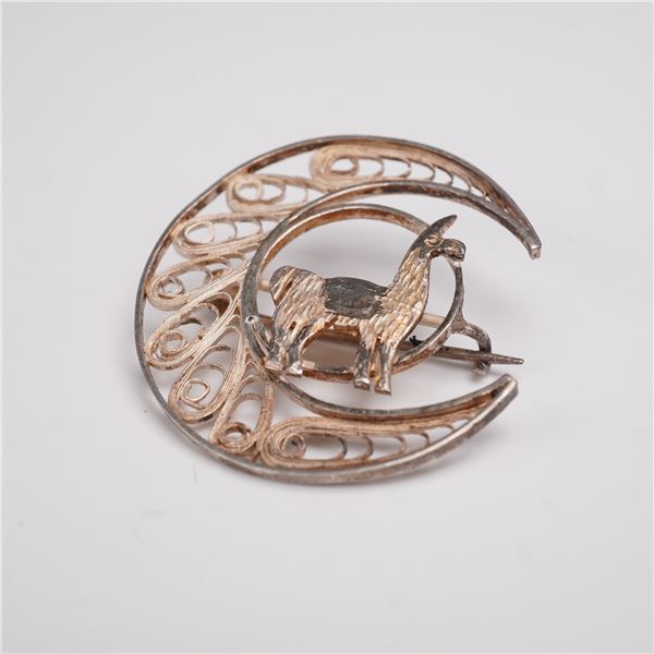 Vintage Peruvian Sterling Silver Filigree Brooch