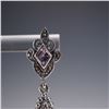 Image 3 : Pair of Sterling Silver Drop Earrings with Amethyst and Marcasite