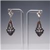 Image 4 : Pair of Sterling Silver Drop Earrings with Amethyst and Marcasite