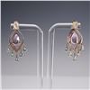 Image 3 : Pair of Sterling Silver Earrings with Pink Sapphire, Aquamarine, and Topaz