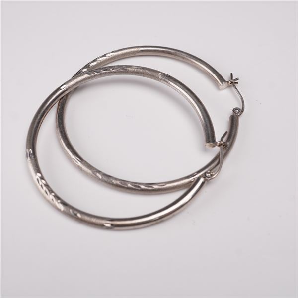 Pair of Sterling Silver Hoop Earrings