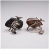 Image 2 : Pair of Sterling Silver Screwback Earrings, Fish in Basket Motif