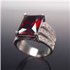 Image 1 : Sterling Silver Ring, Rectangular Red Gemstone
