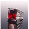 Image 2 : Sterling Silver Ring, Rectangular Red Gemstone