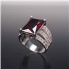 Image 3 : Sterling Silver Ring, Rectangular Red Gemstone