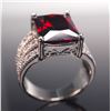 Image 5 : Sterling Silver Ring, Rectangular Red Gemstone