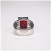 Image 6 : Sterling Silver Ring, Rectangular Red Gemstone