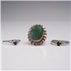 Image 1 : 3pc Rings with Nephrite, Blue, and Red Stones