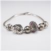 Image 2 : Sterling Silver Grandma Heart and Rhinestone Charm Bracelet