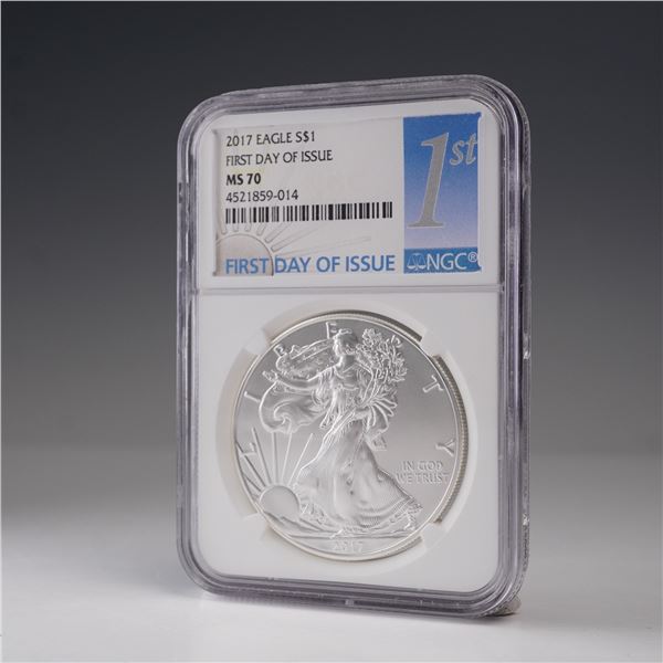 2017 American Silver Eagle First Day Dollar Coin NGC Graded MS 70