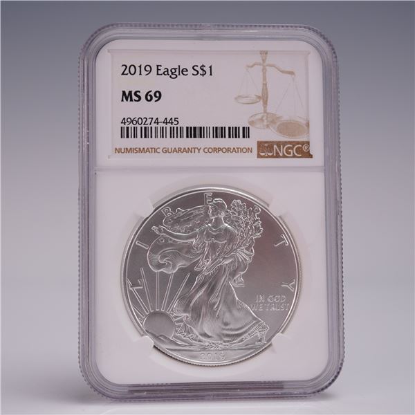 2019 American Silver Eagle Dollar Coin NGC Graded MS 69