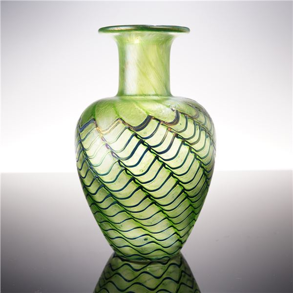 Robert Held Studio Art Glass Iridescent Green Vase