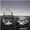 Image 1 : 2pc Glass Art Deco Prism Faceted Vase with Lidded Bowl Set
