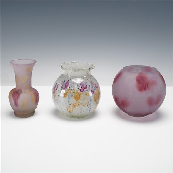 3pc Art Glass Vase Collection Including Simron Israel