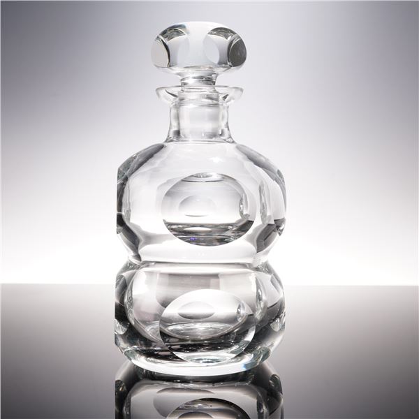 Cut Art Glass Decanter with Stopper