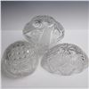 Image 7 : 3pc Starburst and Floral Cut Glass Basket and Bowls