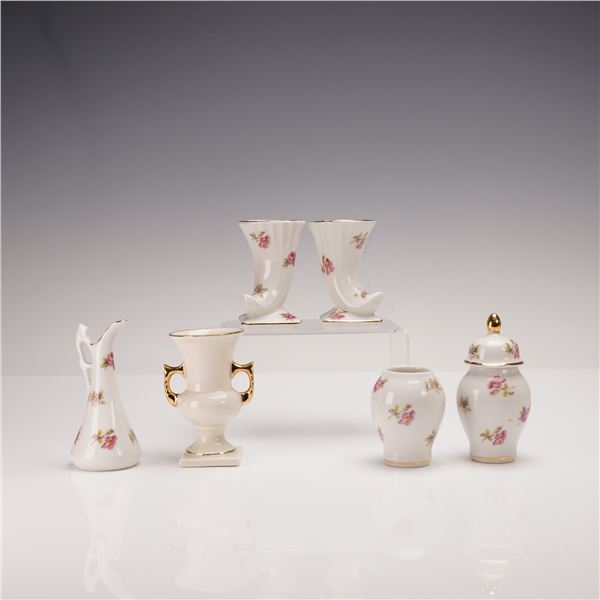 6pc M&R French Porcelain Mini Vases, Pitcher, and Urn