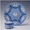 Image 1 : 2pc Wedgwood Blue Jasperware Plate and Covered Box