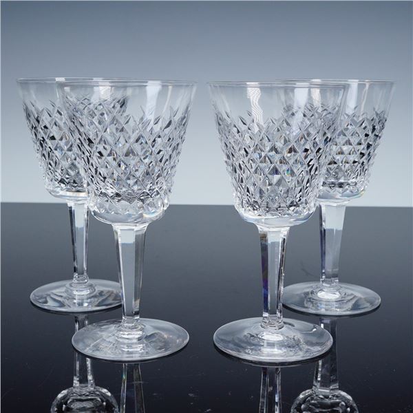 4pc Waterford Crystal Claret Wine Glasses, Alana Pattern