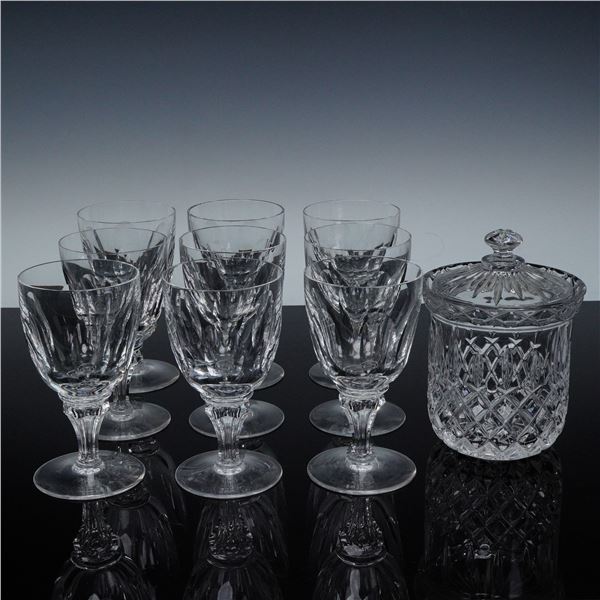 10pc Crystal Water Goblets & Jar