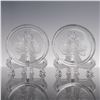 Image 2 : 5pc Etched Crystal Rose Coasters with Holder