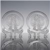 Image 4 : 5pc Etched Crystal Rose Coasters with Holder