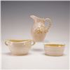 Image 1 : 3pc Belleek Parian Miniature Pitcher, Open Sugar, and Butter Tub