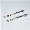 Image 1 : 2pc Continental Silver (800) Gilt Serving Forks