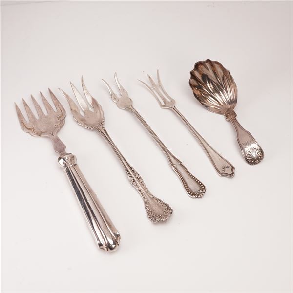 5pc Ambassador MFG Co. and Amston Sterling Silver Utensils